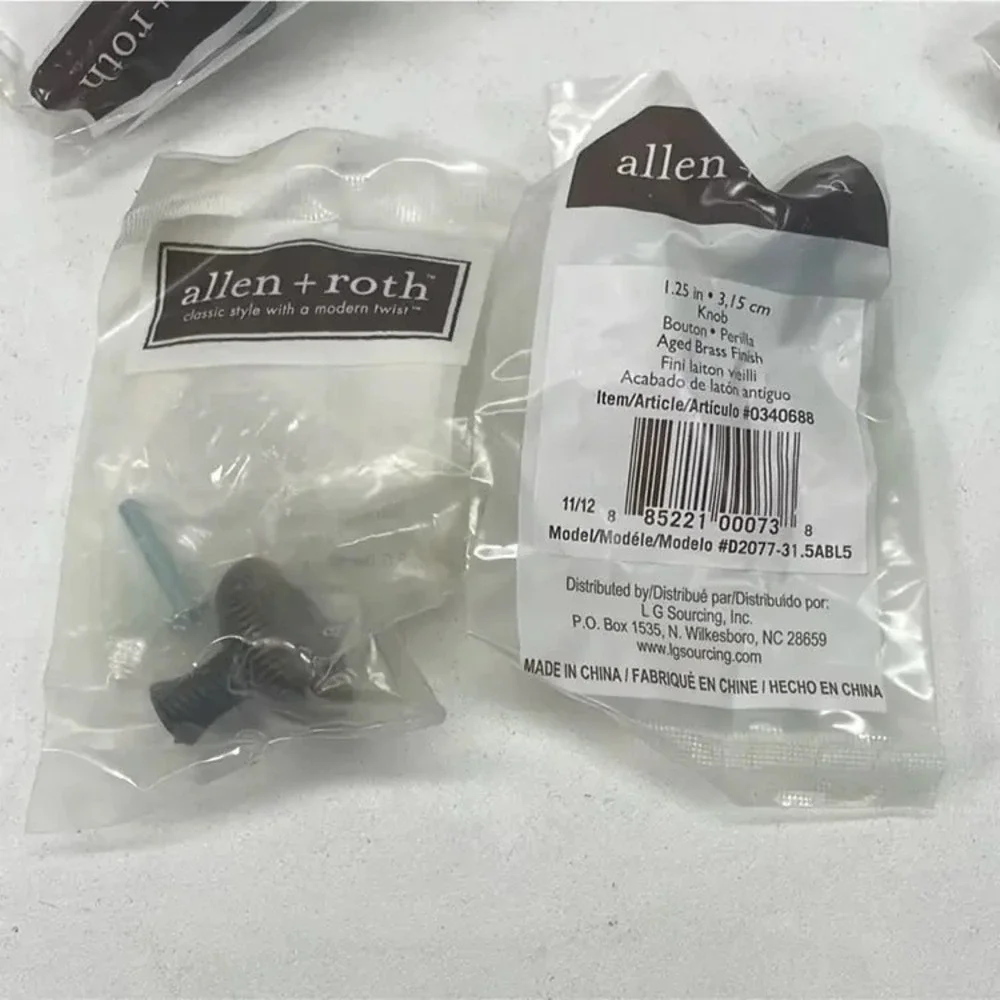 Lot of 48 Allen + Roth Aged Brass Round Cabinet Knobs New w/ Screws